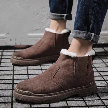 

2018 winter tide shoes plus velvet plus cotton Martin boots in the high to help the wild England fashion military boots