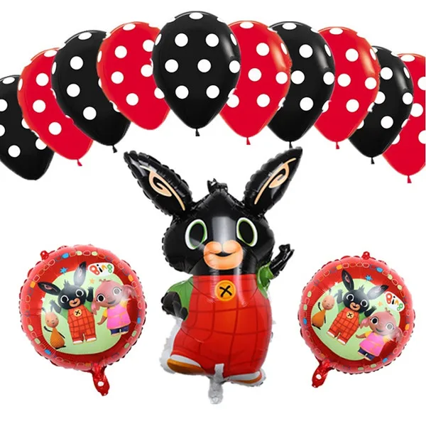 13pcs as picture 15 шт. 86*60 см Bing Банни фольгированные шары мультфильм кролик Воздушные шары 12 дюймов красный черный горошек латексные шары День рождения Декор поставки T - Цвет: 13pcs as picture
