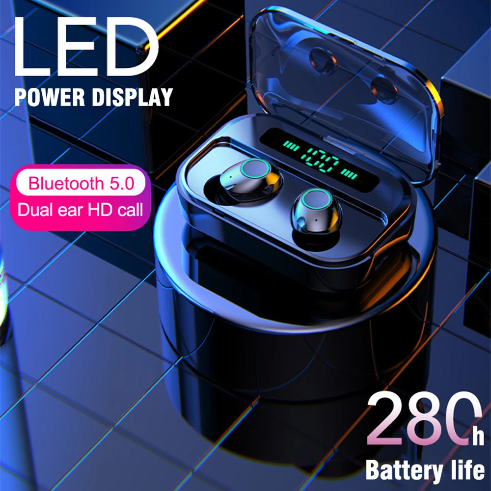 

2019 Bluetooth 5.0 mini Earphones TWS M7 Wireless Earphone IPX7 Waterproof Headset with LED Display 3600mAh 8D stereo TWS