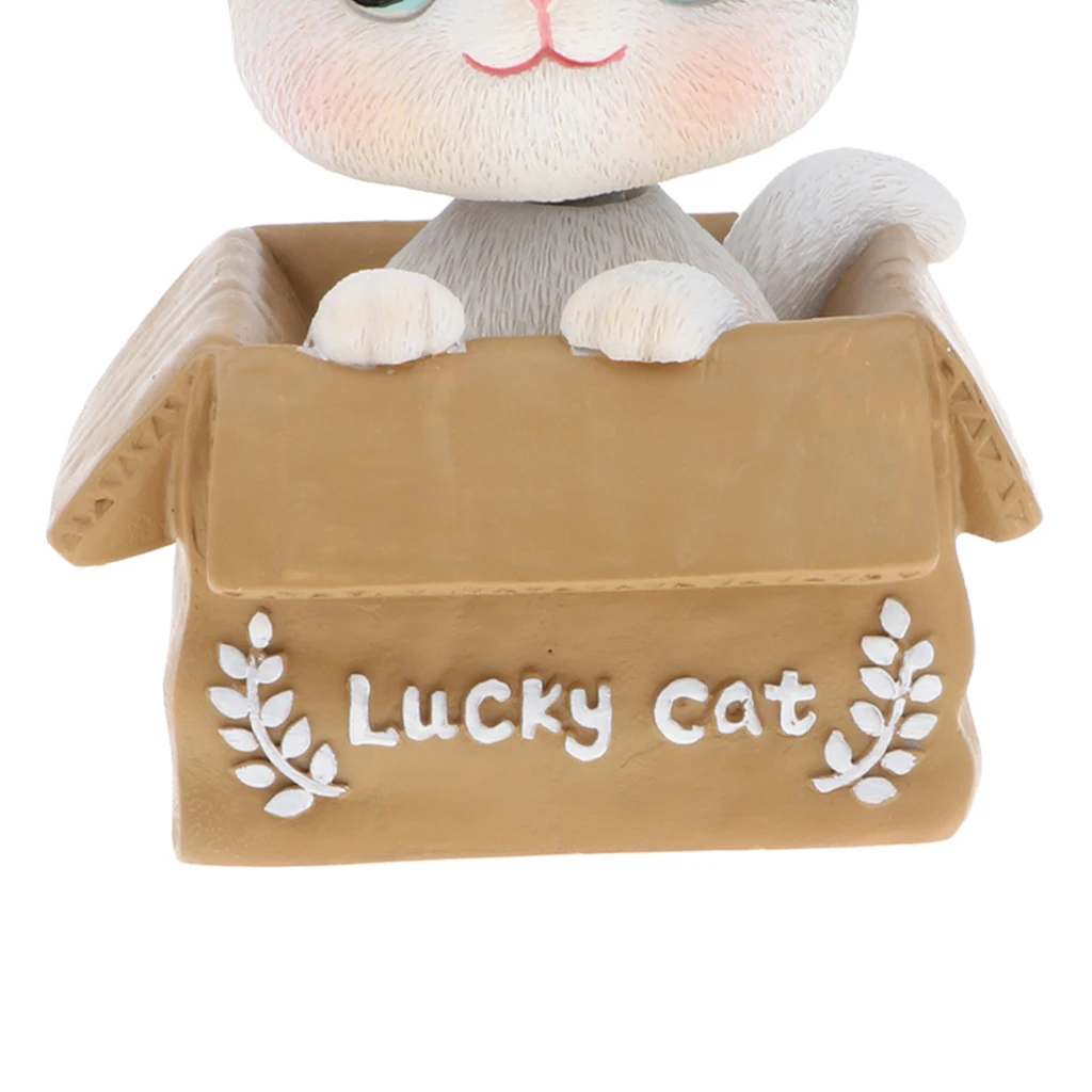 Adorable Cat in a Box Bobblehead Animal Doll Car Dashboard Home Decoration 