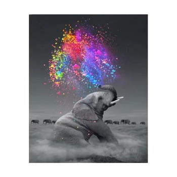 

Oil Painting By Numbers Elephant Animals DIY Frameless Home Decor Digital Painting on Canvas