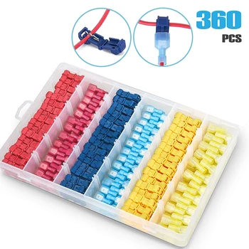 

T-Tap Wire Connectors 24-10 AWG Quick Splice Electric Wire Terminals Self-Stripping Insulated Quick Disconnect Spade Terminal