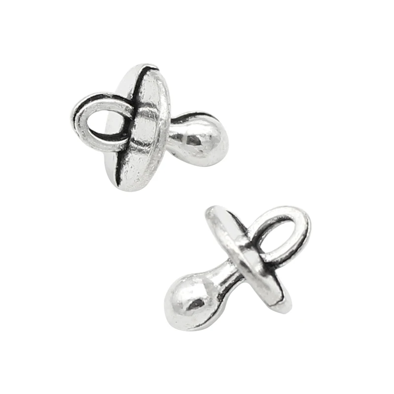 80pcs 14x10mm Античная серебряная латунная Золотая соска для ног для мальчиков и девочек, чашка для воды, одежда, бутылочка для кормления, соска, коляска, подвеска для детей - Окраска металла: 80pcs 14x10mm