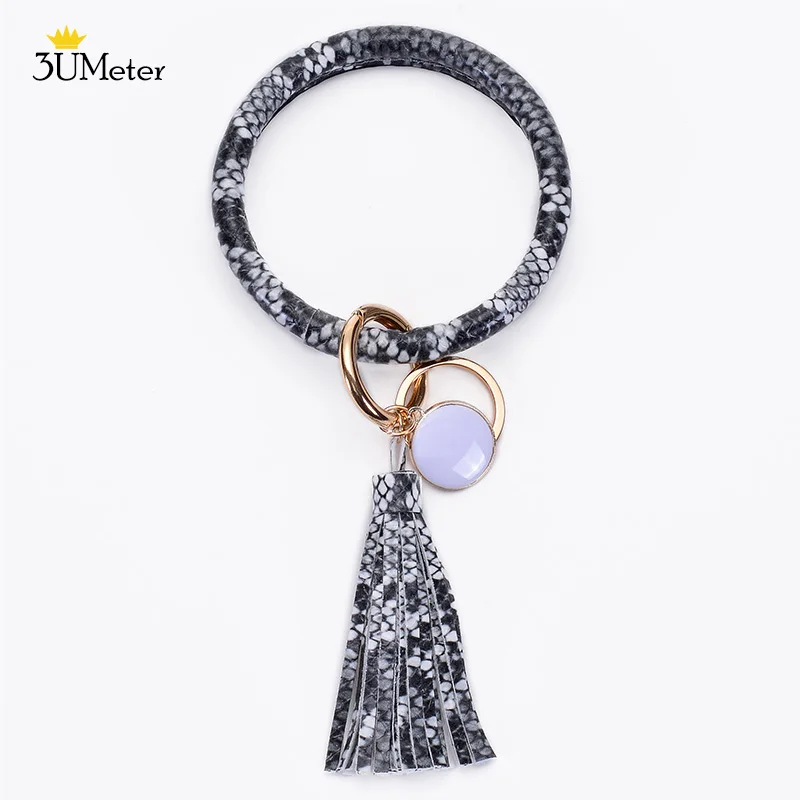Key Chain Bracelet 3UMeter брелок браслет большой круг из искусственной кожи брелок с кисточкой держатель браслетов для женщин подарок для девочек - Цвет: Key Chain Bracelet