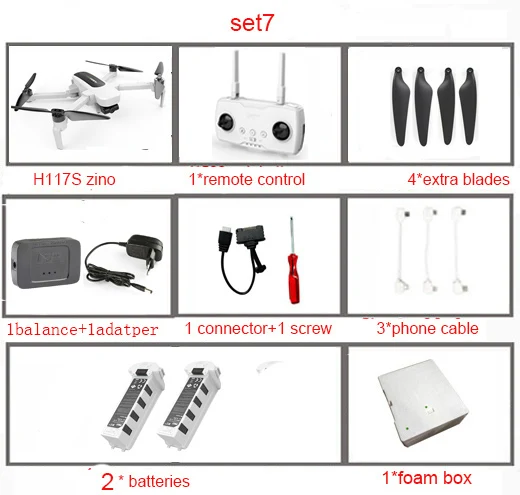 Hubsan H117S Zino gps 5,8 Г 1 км Складная рукоятка с видом от первого лица в формате 4K UHD, Камера 3-осевому гидростабилизатору RC Дрон Квадрокоптер RTF - Цвет: Set7