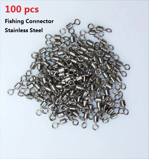 100PCS Fishing Tools Stainless Steel Barrel Ball Bearing Rolling Swivel Solid Rings Line Hook Connector Ring Lures 7# 1 | Спорт и