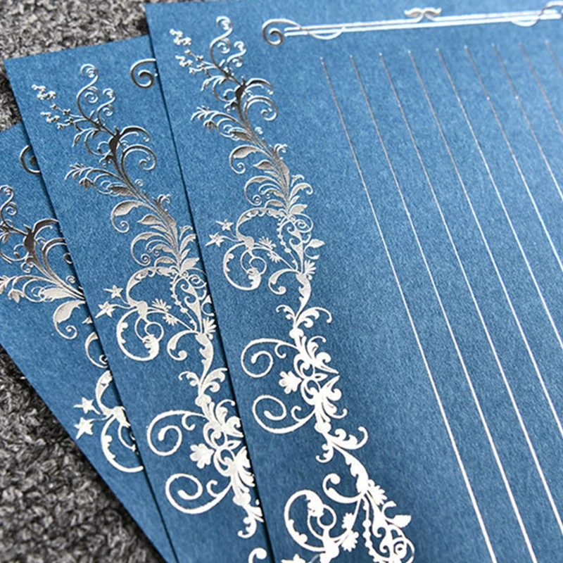 하이 퀄리티 유럽 레트로 편지 패드, 고백 초대장 쓰기 용지, 로맨틱 브론징 패턴, 창의적인 문구, 9 개