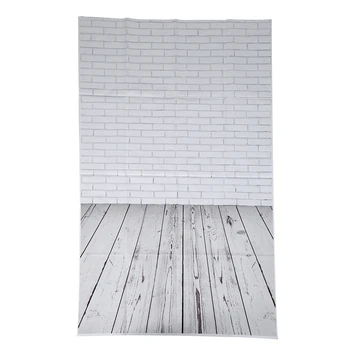 

Vinyl Wood Floor Photography Studio Prop Background 3x5FT White Brick Wall
