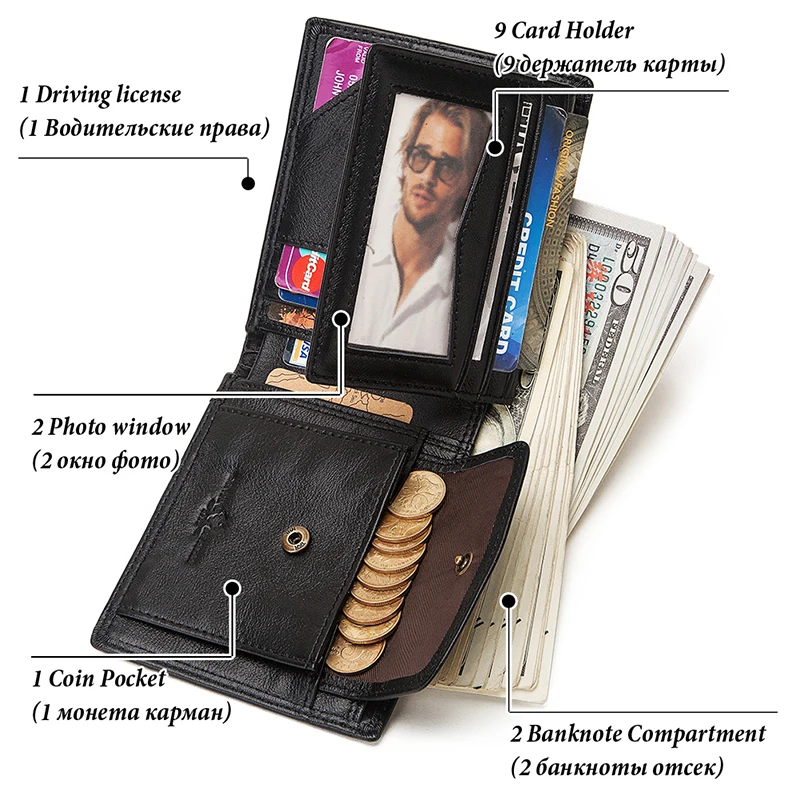 GZCZ Rfid кошелек из натуральной кожи для мужчин роскошный Portomonee портмоне отделение для карт держатель мужской Cuzdan тонкий мужской кошельки для денег сумка