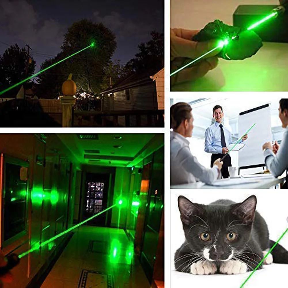 Охотничий зеленый фиолетовый красный лазерный указатель лазерный прицел высота 10000 м 532 нм Мощный регулируемый фокус лазер с горящим лазером 303