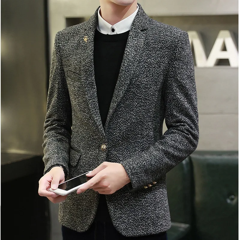

Spring New Style Fashion High-End Small Suit Korean-style Casual Versatile Coat Men's Trend Slim Fit MEN'S Business Suit Single