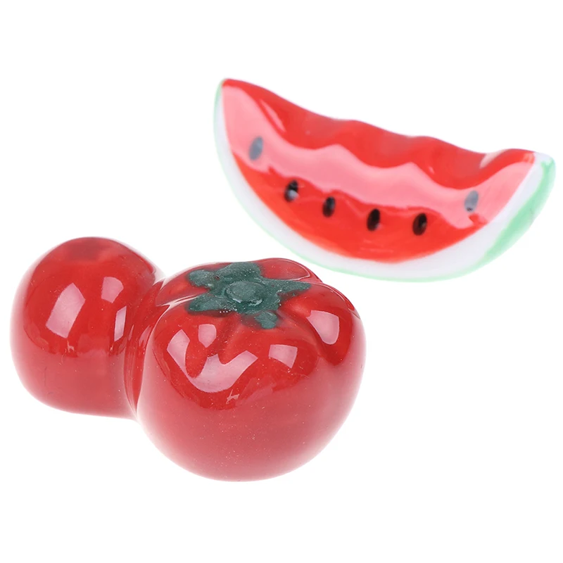 1pcs/Set Cute Red Watermelon/Tomato Ceramic Decorative Chopsticks Holder Rack Spoon Fork Rest Kitchen Tableware