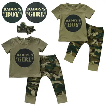 

Casual Newborn Infant Baby Boy Girl Camo T-shirt Tops Pants Outfits Set Clothes