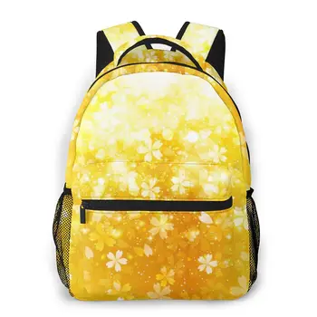 

2020 New Backpack Gold Cherry Blossom School Bag Men Backbag Travel Daypacks Male Leisure Backpack Women Gril