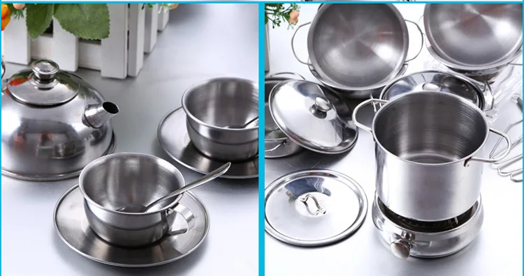 Phoui детский игровой домик, кухонная игрушка для девочек, кухонная игрушка, игрушка из нержавеющей стали, набор посуды