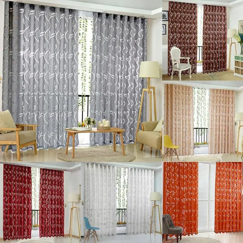 

Floral Vine Leaf Partition Curtain Polyester Modern Curtains for Living Room Balcony Window Sheer Bedroom shelter sun accessorie