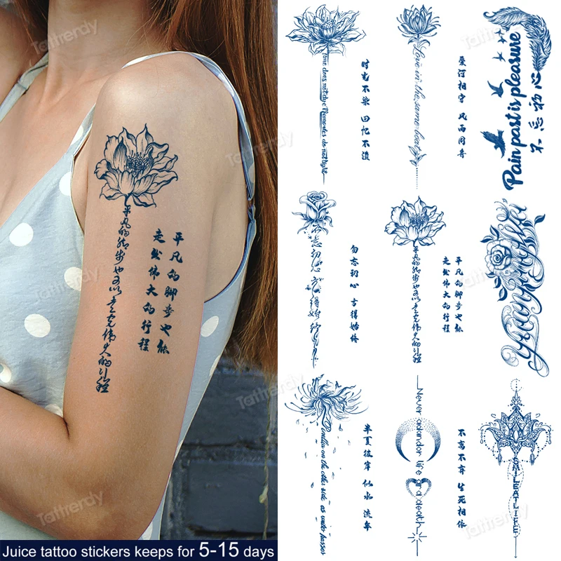 Juice Lasting Ink Tattoos Body Art Waterproof Temporary Tattoo Sticker Lotus Flower Girl Tatoo Arm Fake Words Letter Tatto Women Temporary Tattoos Aliexpress Juice Lasting Ink Tattoos Body Art Waterproof Temporary Tattoo Sticker Lotus Flower Girl Tatoo Arm Fake Words Letter Tatto Women Temporary Tattoos Aliexpress