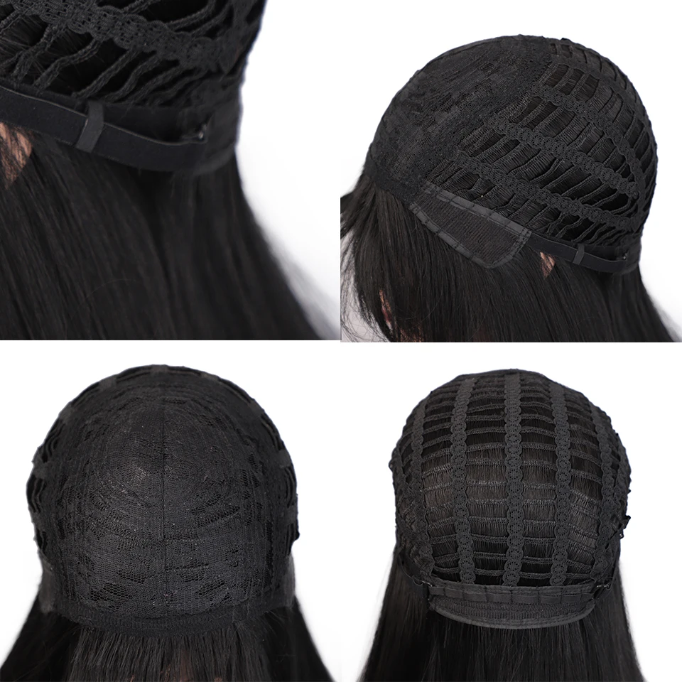 Aisi Queens длинный прямой синтетический парик с челкой натуральный черный Парики для черно-белых женщин Косплей термостойкие волосы