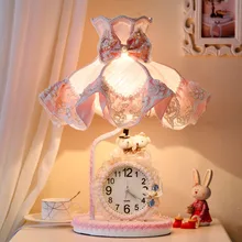 Современный романтический Европейский сад стиль кружевная ткань теплый розовый спальня настольная лампа комод детская комната кружевной светильник для девочек wy12202