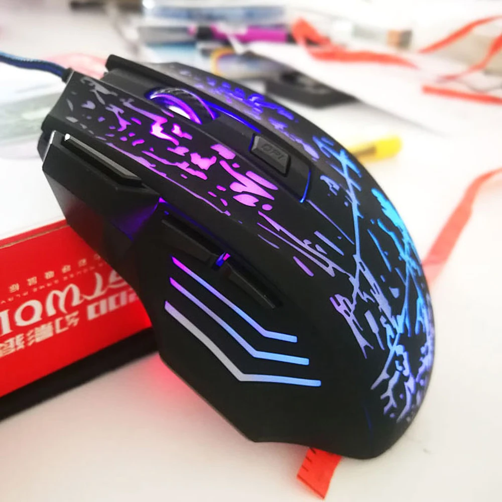 Kebidumei Проводная игровая клавиатура Мышь 1000/1800/3000/4800 Точек на дюйм светодиодный