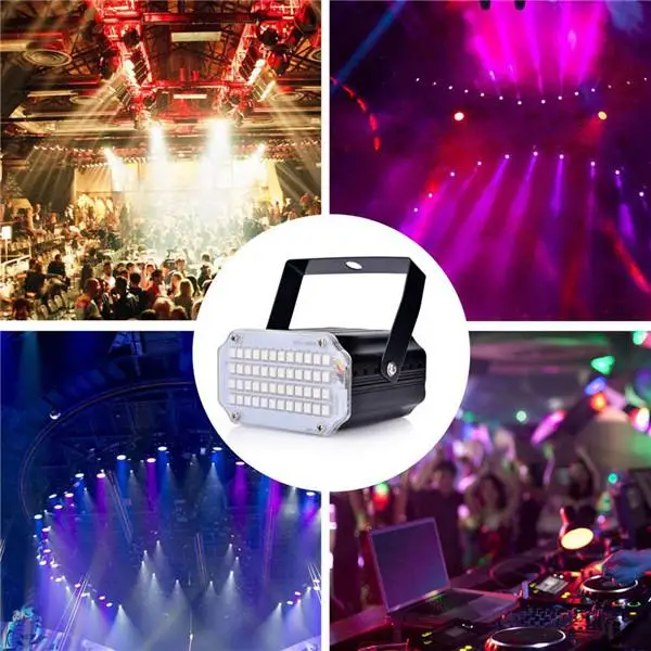 Ceny 48 diod led 7 kolory światło stroboskopowe z pilot zdalnego aktywowane dźwiękiem Super jasne migające światła etapie dla DJ Party pokaż klub disco