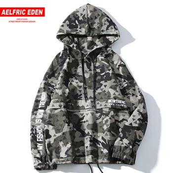 

Aelfric Eden Hip Hop Military Letter Printed Men Hooded Jacket Harajuku Casual Cotton Coats 2019 Autumn Male Pullover Streetwear