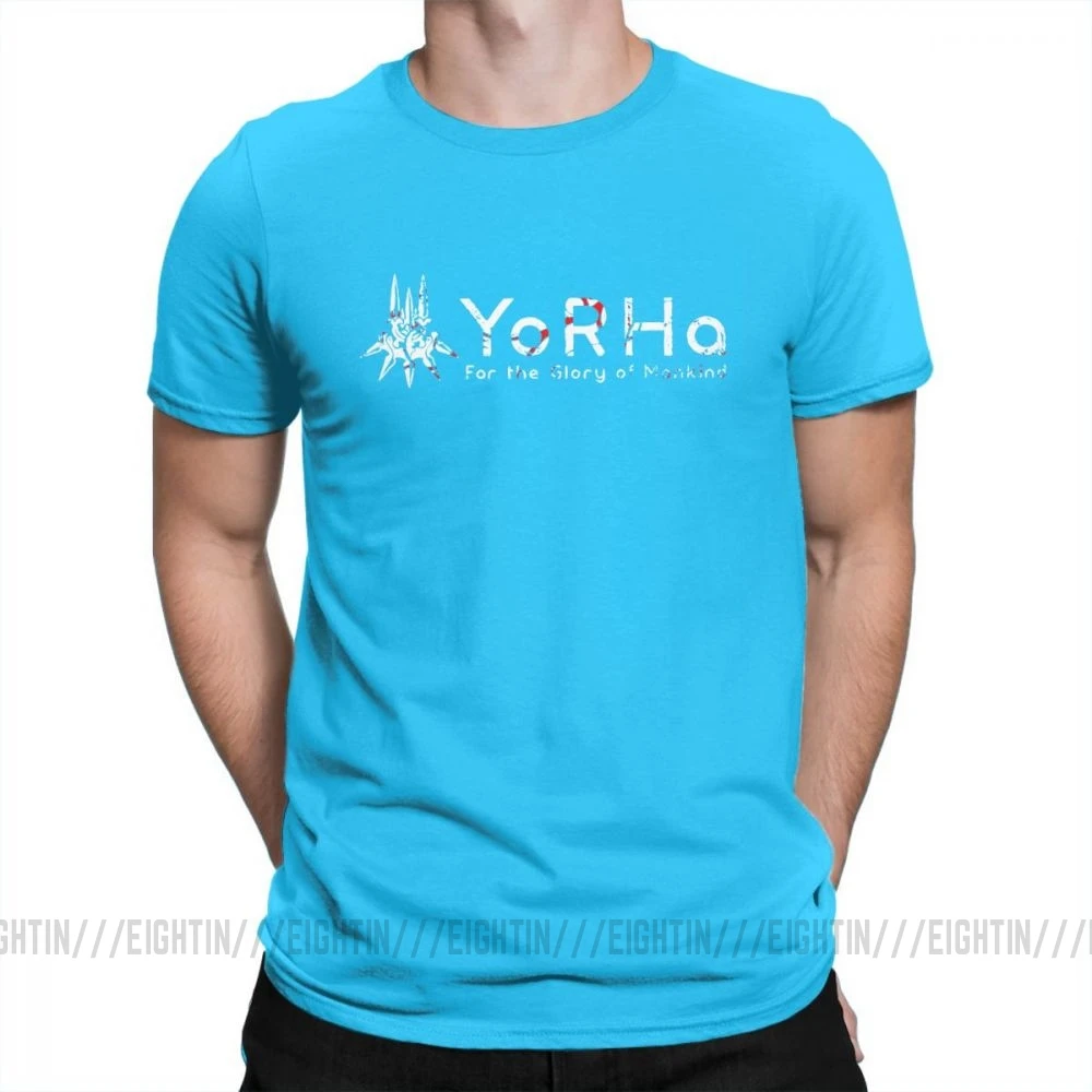 Мужская футболка NieR Automata jorha, винтажная очищенная хлопковая футболка с короткими рукавами, футболка с круглым вырезом, Подарочные Топы - Цвет: Medium Blue