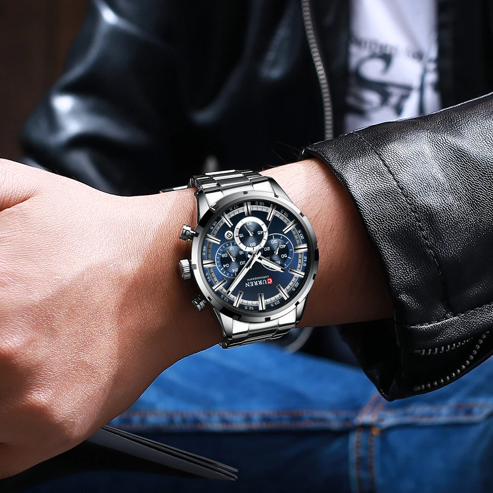 Новая Мода CURREN для мужчин s часы из нержавеющей стали лучший бренд класса люкс Спортивные Хронограф Кварцевые часы для мужчин Relogio Masculino