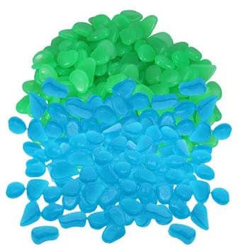 

ELEG-400 Pcs Glowing Pebbles Glow in the Dark Stones Rocks Luminous Cobblestones or Garden Walkways Decoration (Blue Green)