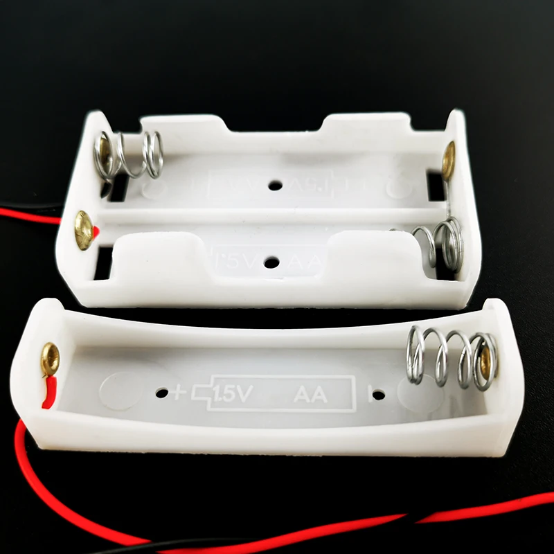 

MasterFire 20pcs/lot Plastic 1x 2x 1.5V AA Batteries Holder Storage Box with Wire Leads 1 2 slots Battery Black Case