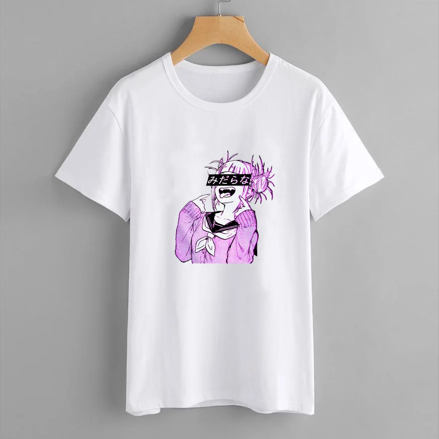 Футболка с японским аниме принтом женская летняя одежда Tumblr Мода Senpai мультфильм Harajuku графическая Повседневная футболка Femme - Цвет: 16
