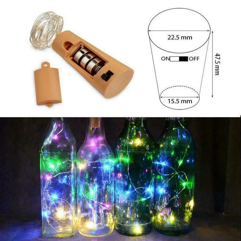 6x 2m 20LED Mini Bottle Stopper Lamp String Fairy Light Colorful Light Bar Decor 
