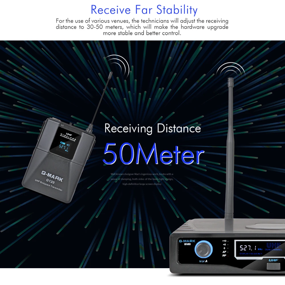 G MARK G120 петличный микрофон двухсторонний UHF беспроводная система с фиксированной