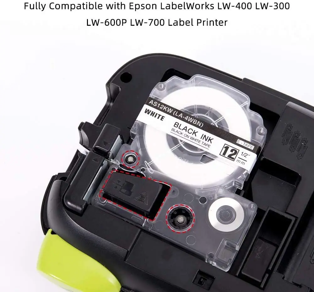 혼합 색상 라벨 테이프, 엡손 Lw400 라벨 메이커 호환, LW-300 LW-400LW-600P LW-700 라벨 프린터 ST12KW, 12mm, 100 개