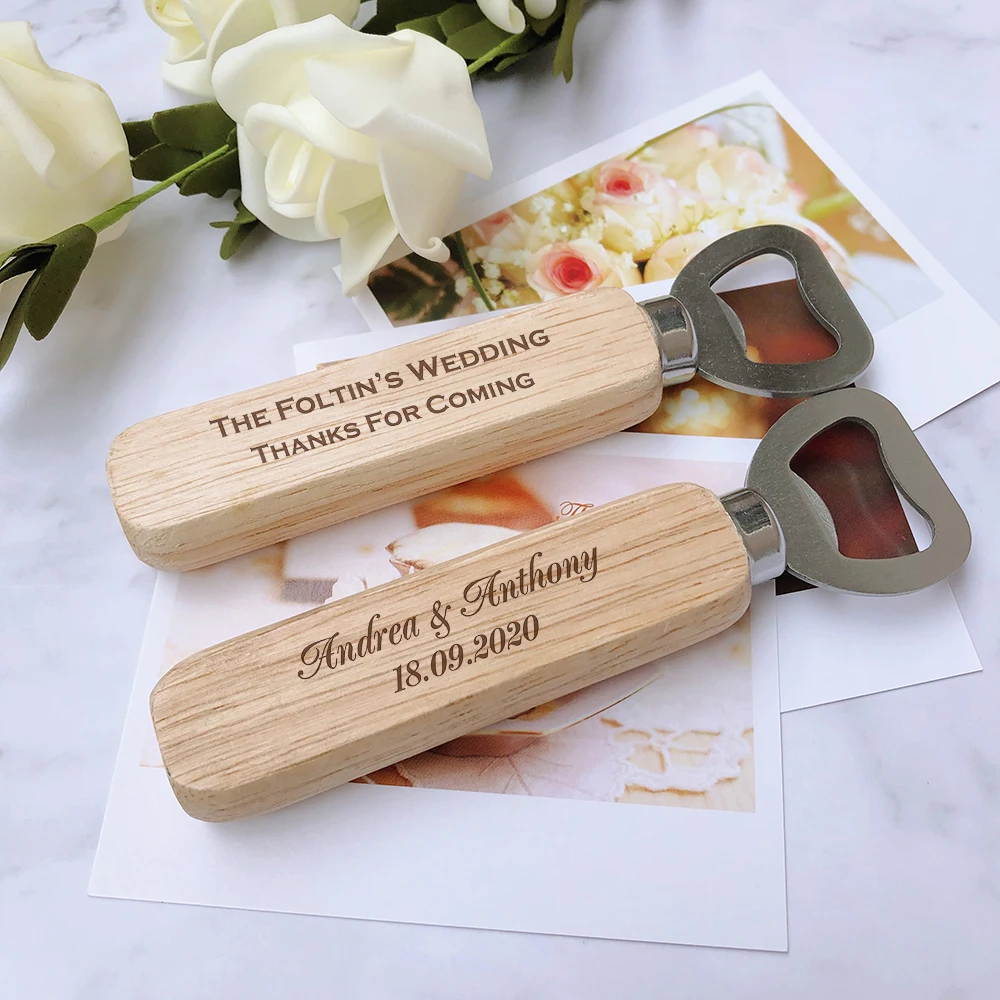 Wedding Favor Engraved Wood Bottle Openers 10pcs Wedding Party Souvenir Beer Opener Gifts beer bottle opener keychains wedding party favors