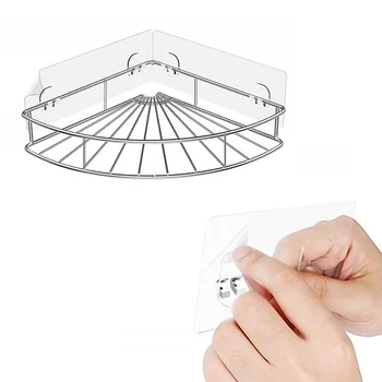 

Adhesive Shower Shelf Organizer Bathroom Storage Stainless Steel No Drilling Bathroom Rack Household New Hot