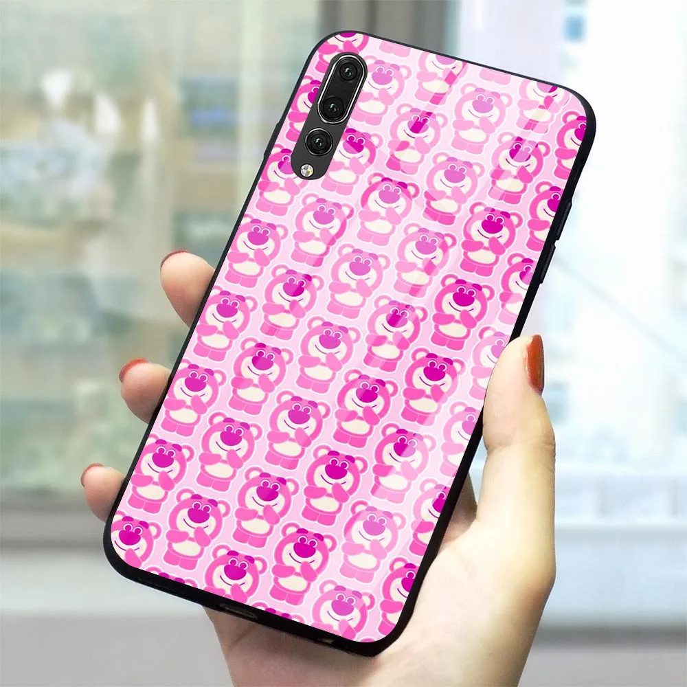 

Cartoon Squishy Lotso Tempered Glass Cover For Huawei Mate 20 Phone Case P10/P30 Lite P20/P30 Pro P Smart