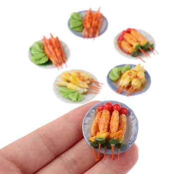 

1: 12 Dollhouse Accessories Miniature Simulation Barbecue Dish Decoration 1:12 Finished Goods GJCUTE Unisex Clay