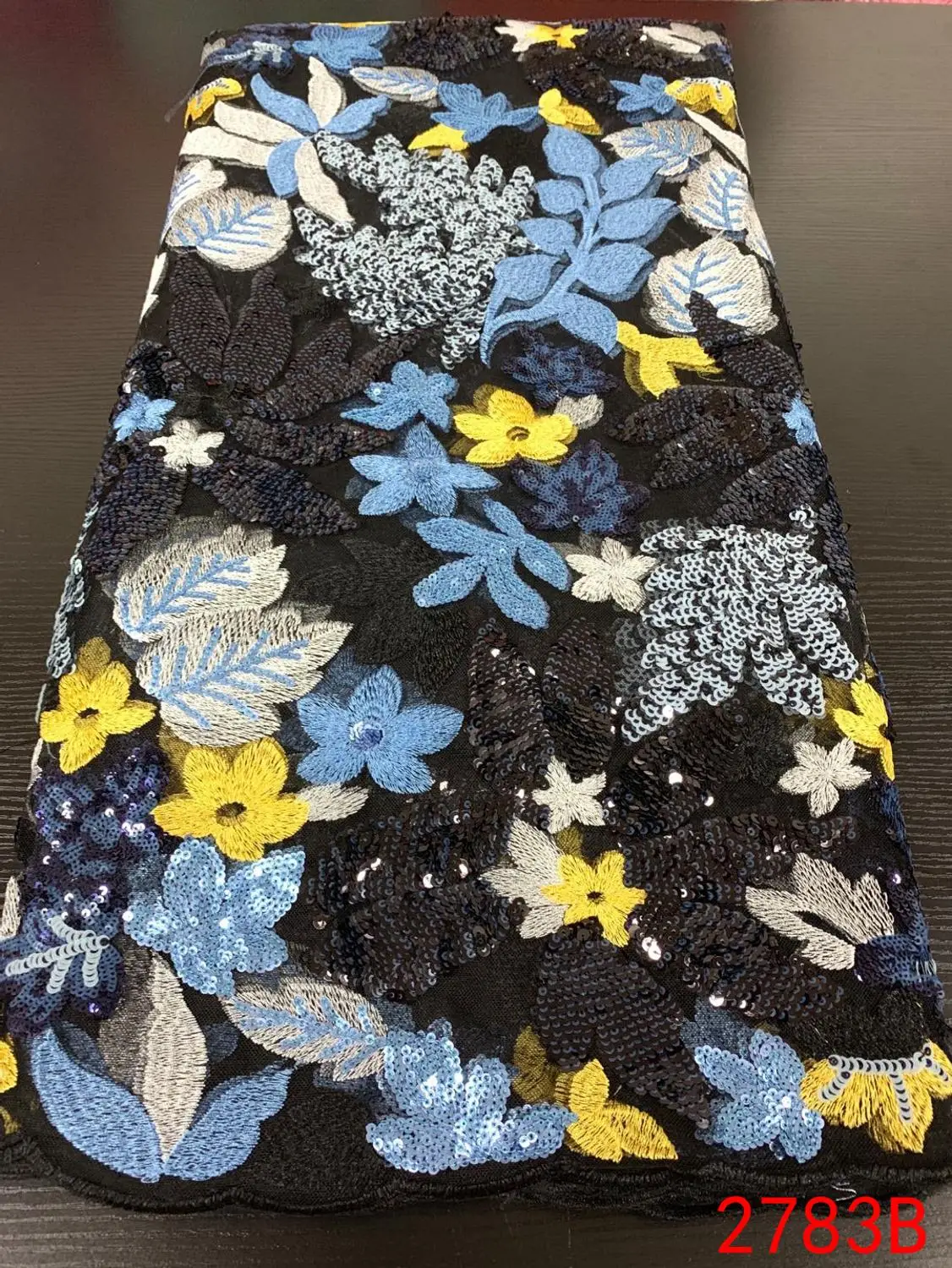 

Hot Sale Nigerian Sequins Laces Fabrics Newest French Tulle Lace African Embroidered Net Lace with Sequence for Wedding KS2783B