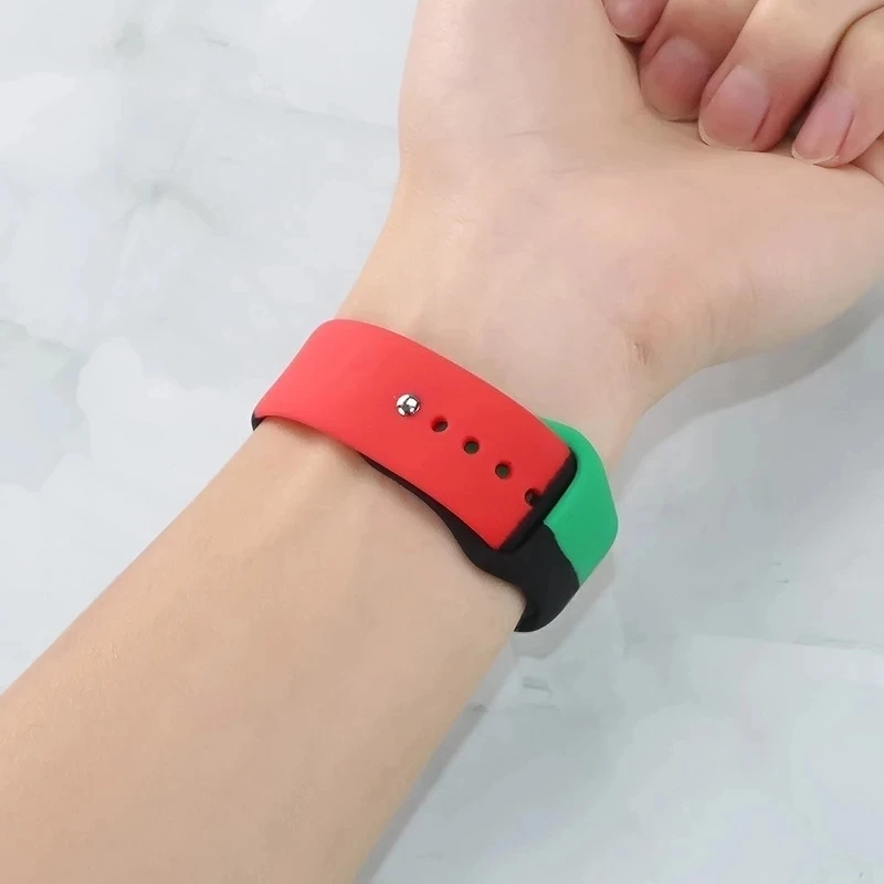 Soft Silicone Black Unity  Band for Apple Watch Series 6 5 4 3 2 SE 38MM 42MM Rubber Watchband Strap for iWatch 6/5 40MM 44MM