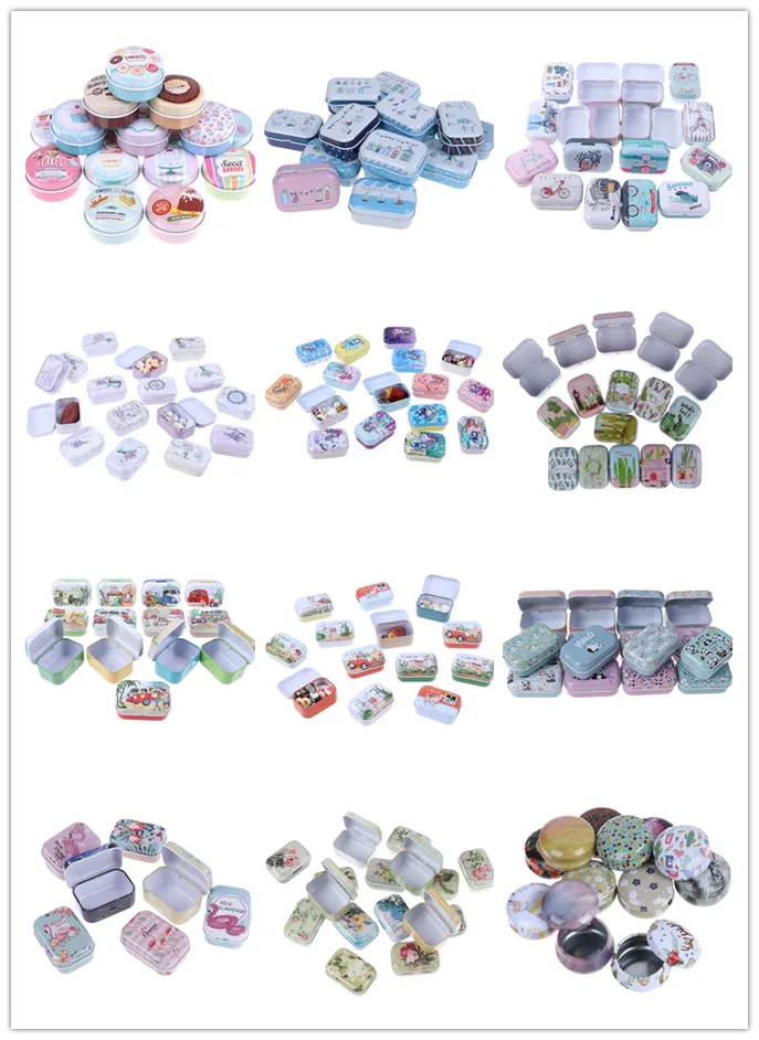 1PCS Portable Pill Box Metal Tin Jar Boxes Round / square Small Medicine Case Moisture-proof Travel Pill Box Random