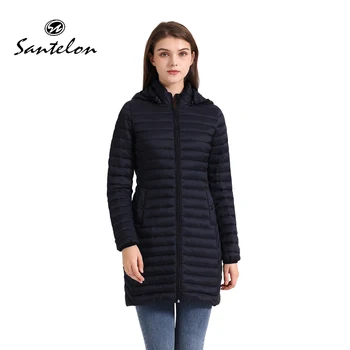SANTELON Cappotto Parka lungo allentato da donna invernale con cappuccio staccabile Capispalla femminile in cotone imbottito caldo ultraleggero portatile 1