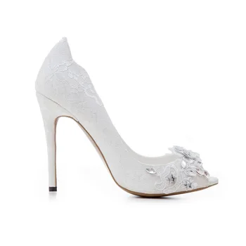 

YECHNE Woman 12 CM Ultra High heels Shoes Plus Size 33-43 Party Crystal White Wedding Pumps Sexy Pumps