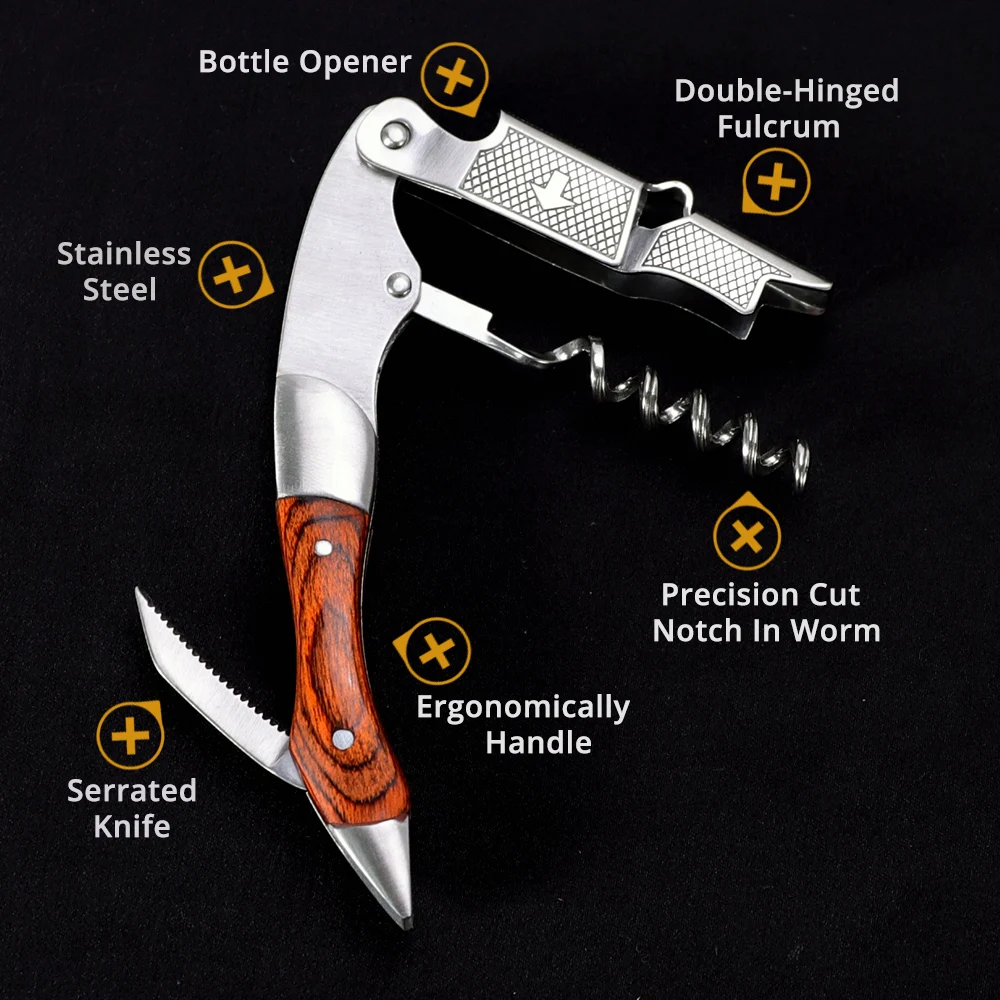 Waiters Corkscrew Professional All-in-one Wine Opener Bottle Beer Cap Opener Foil Cutter The Favored Choice of Sommeliers