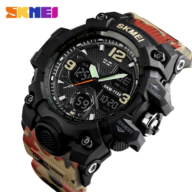 Red Camo SKMEI Military Army Camo Sports Watches Men Top Luxury Quartz Digital Waterproof Sport Watch Male Wristwatch relogios masculino - Цвет: Red Camo