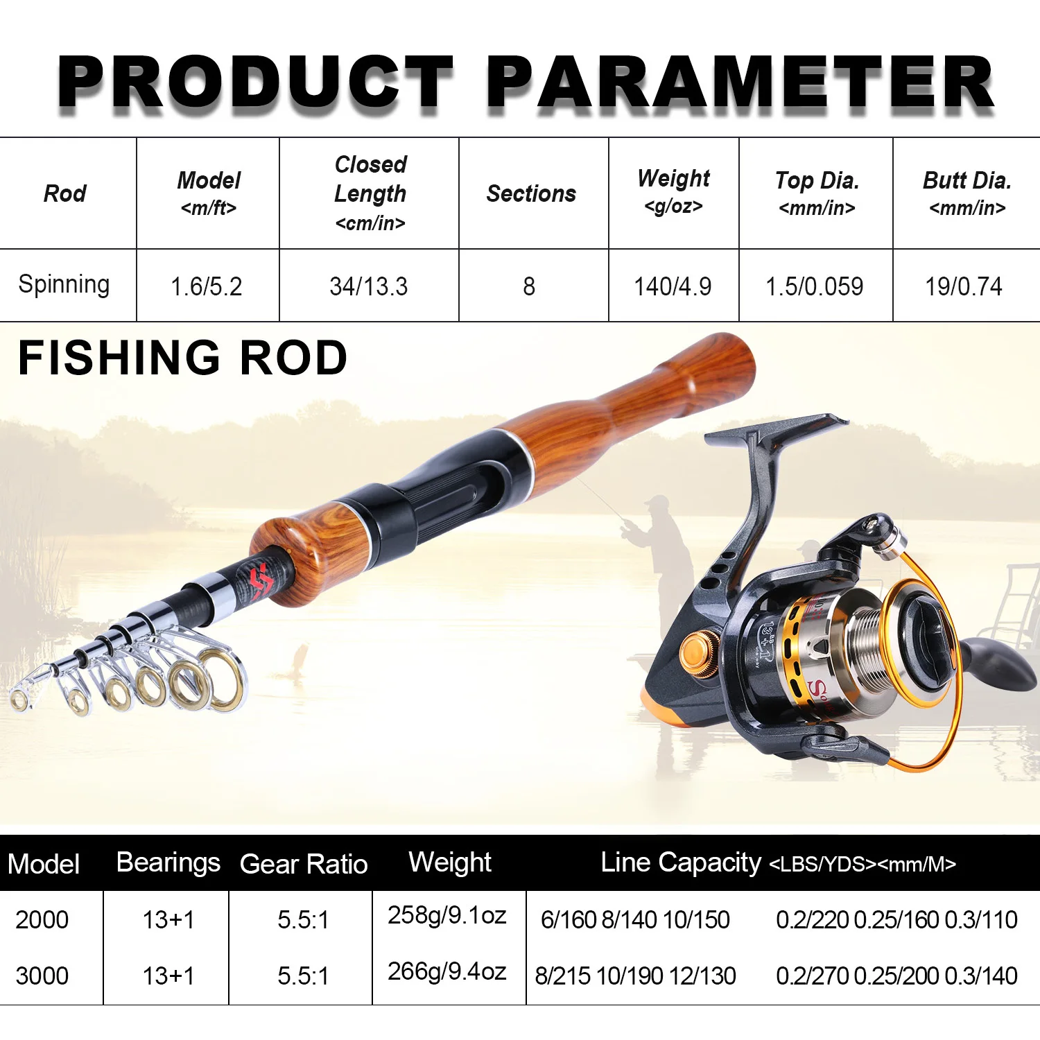 Sougayilang Fishing Rod and Reel Combo Spinning Fishing Rod and Spinn