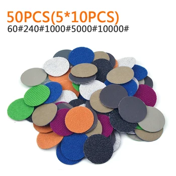 

50pcs Wet&Dry 25mm Sanding Disc Sandpaper 60/240/1000/5000/10000 Grits Abrasive Backer Pads For Polishing Cleaning Tools