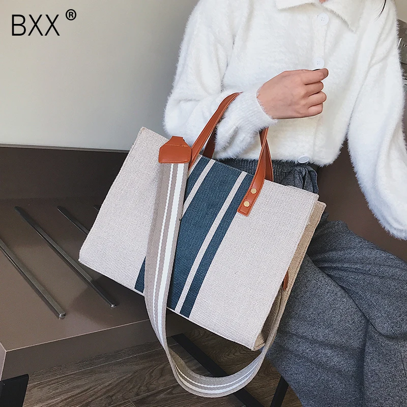

[BXX] Casual Canvas Large Capacity Crossbody Bags For Women 2020 Spring Shoulder Messenger Bag Female Handbags and Purses HK504