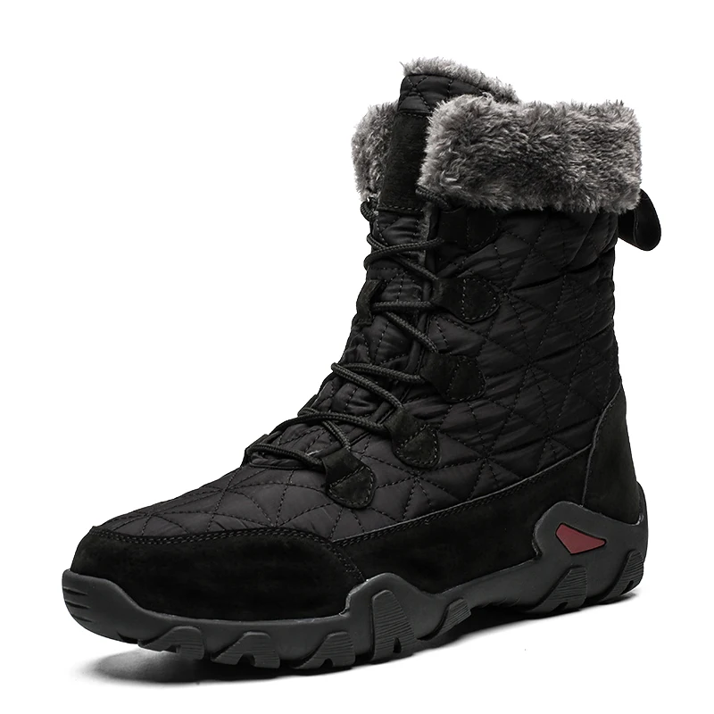 Новое поступление, модные замшевые мужские зимние ботинки зимние теплые плюшевые мужские ботинки водонепроницаемые ботильоны обувь на плоской подошве большой размер 47 - Цвет: Black