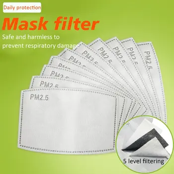 

Pm2.5 Filter 5 Layers Protective Filter Activated Carbon Mask Filter 3D Fitting Design Breathable Filtration 100 Pcs